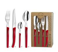 Lou Laguiole Coffret 24 couverts Rising Sun – Acier inoxydable 18/0, finition standard Rouge