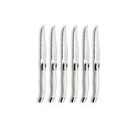 Pradel Essentiel Rustic Coffret 6 couteaux steak/viandes, 23 cm, Perle | Coffret de 6 couteaux steak, Acier inoxydable 18/0, Finition Brillante, Longueur 23 mm, Perle