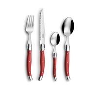 Lou Laguiole - Coffret 24 couverts Rustic pour 6 personnes - Acier inoxydable 18/0 Rouge