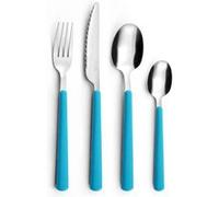 PRADEL ESSENTIEL - Ménagère 24 couverts de table pour 6 personnes - Tonic - Acier inoxydable 18/0, Finition Standard - Turquoise