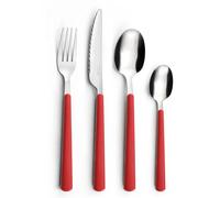 Pradel Essentiel Tonic Service 24 couverts Inox Pour 6 personnes, Rouge