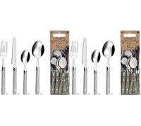 PRADEL ESSENTIEL - Tube triangle avec 16 couverts de table pour 4 personnes - Saxo - Acier inoxydable 18/0, Finition Standard - Gris (Lot de 2)