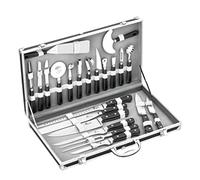 Pradel Excellence Valise Cuisinier 22 Pieces 14 Ustensiles + 7 Couteaux Noir Et Gris