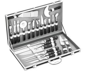 Pradel Excellence - 31123 - Mallette Couteaux de Cuisinier 23 Pièces - Lames Inox - Manches Polypropylène et ABS - Compatibles Lave-Vaisselle - Mallette Rangement - Style Unique - 50 x 28 cm