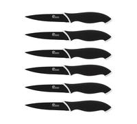 Pradel Excellence - CC006N - Set Couteaux Steak 6 Pièces - Gamme Essentiels - Lames Inox Antiadhésif Noir - Manche Polypropylène Soft-Touch - Ø 10 cm