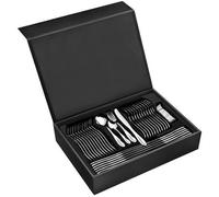 Pradel Excellence - D570C - Ménagère 84 Pièces - Collection Miroir - Service Complet Pour 12 Personnes - Acier Inoxydable - Coffret Rangement Noir Aimanté - 998 g