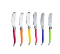 Pradel Excellence - PCOR009003 - Set de 6 Tartineurs Laguiole - Lames 7 cm Inox - Manches Panachés ABS Effet Marbré - Compatibles Lave-Vaisselle - 6 Couteaux à Beurre