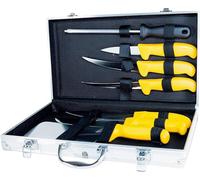 Pradel Excellence - PCOT005009 - Mallette Couteaux de Boucher 8 Pièces - Lames Inox - Manches Polypropylène Jaune - Compatibles Lave-Vaisselle - Mallette de Rangement - 1,83 kg