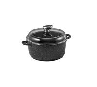 Pradel Excellence - PCUI001011 - Faitout Fonte d'Aluminium Premium Ø24cm, Couvercle Verre - Revêtement Anti-Adhésif Façon Pierre - Poignée Amovible - Tout Feu, Noir