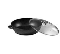 Pradel Excellence - PCUI001018 - Mijoteuse Ø36 cm avec Couvercle Verre - Fonte d'Aluminium - Revêtement Antiadhésif Façon Pierre - Protèges Poignées Amovibles - Tous Feux Induction