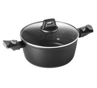 Pradel Excellence - PCUI002010 - Faitout Ø24 cm - Gamme Pierra - Aluminium Forgé - Revêtement Antiadhésif façon Pierre - Poignées Amovibles - Couvercle Verre - Tous Feux dont Induction
