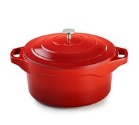 Pradel Excellence - PCUI003003 - Cocotte Ronde en Fonte d'Aluminium Magma Ø28cm, Revêtement Anti-Adhésif Façon Pierre, 2 Maniques Amovibles, Tous Feux