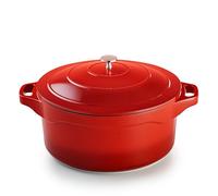 Pradel Excellence - PCUI003004 - Cocotte Ronde en Fonte d'Aluminium Magma Ø32cm, Revêtement Anti-Adhésif Façon Pierre, 2 Maniques Amovibles, Tous Feux