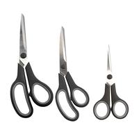 Pradel Excellence - PUST001018 - Lot 3 Paires Ciseaux Multifonctions - Lames Inox 14 cm, 19,5 cm, 25 cm - Manches Polypropylène et TPR Gris - Pour Cuisine et Quotidien