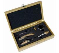 Pradel Excellence - Coffret Sommelier en Bambou 5 Pièces - Tire-Bouchon, Thermomètre, Stop-Goutte, Bouchon et Verseur - Présentation Élégante - Idéal pour les Amateurs de Vin