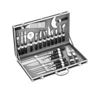 Pradel Excellence Valise Cuisinier 22 Pieces 14 Ustensiles + 7 Couteaux Noir Et Gris