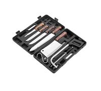 Pradel Excellence Valise De Découpe 7 Pieces K31128 : 4 Couteaux Boucher + 1 Fusil + 1 Scie + 1 Grand Couperet + 1 Crochet