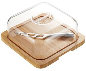 Pradel Jean Dubost 20326 Plateau à Fromage en Bambou Véritable + 1 Couteau à Fromage en Acier Inox, Argent