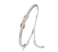 Praelinos Bracelet Cœur Infinité Pour Femme 18K Plaqué Or Blanc Rose 5A Zircone Cubique Réglable Chaîne Breloques Bijoux Cadeau pour Femme Anniversaire Fête des Mères Noël Saint Valentin