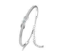 Praelinos Bracelet Cœur Infinité Pour Femme Plaqué Or Blanc Rose 5A Zircone Cubique Réglable Chaîne Breloques Bijoux Cadeau pour Femme Anniversaire Fête des Mères Noël Saint Valentin