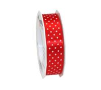 Präsent 25 mm x 20 m Mini Dots Ruban de Satin Double Face à Pois Rouge