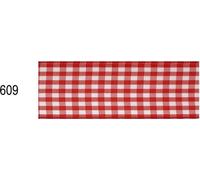 PRÄSENT 619 4020-609 Ruban décoratif avec fil de fer Carreau 40 mm x 20 m, rouge/blanc