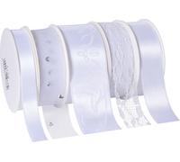 PRÄSENT 9510515-005 PRÄSENT Geschenkband Hochzeit satiniert weiß 15,0/25,0/40,0 mm x 5x 3,0m