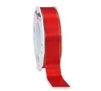 Präsent - Broadway Ruban Satin Rouge-Or 25 m Rouleau de 25 mm de Largeur