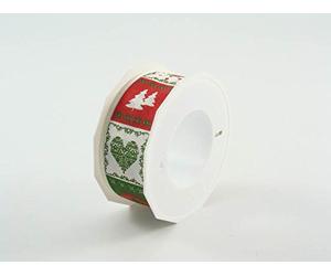 Präsent C.E. Pattberg Bergen Rouleau de 20 m de Ruban imprimé Vert/Rouge Largeur 40 mm