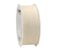 PRÄSENT C.E. Pattberg Derby Ruban Cadeau Crème, 25 m de Ruban Cadeau en Dentelle, Largeur 40 mm, Ruban à Nouer pour Décoration, Bricolage et Emballage Cadeau