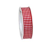 PRÄSENT C.E. Pattberg Prasent Ruban de Taffetas laitonné à Carreaux Vichy Rouge/Blanc 25 mm - 20 m