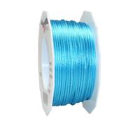 PRÄSENT C.E. Pattberg RHEIN Fil Queue de Rat Aigue-Marine, Bobine de 50 m Cordon Satin pour Bracelet, cordelette Collier, Largeur 3 mm, Emballage Cadeau, Accessoire de décoration