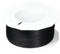 PRÄSENT C.E. Pattberg RHEIN Fil Queue de Rat Noir, Bobine de 50 m Cordon Satin pour Bracelet, cordelette Collier, Largeur 3 mm, Emballage Cadeau, Accessoire de décoration