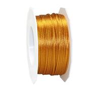 PRÄSENT C.E. Pattberg RHEIN Fil Queue de Rat Or, Bobine de 50 m Cordon Satin pour Bracelet, cordelette Collier, Largeur 3 mm, Emballage Cadeau, Accessoire de décoration