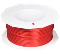 PRÄSENT C.E. Pattberg RHEIN fil queue de rat rouge, bobine de 50 m cordon satin pour bracelet, cordelette collier, largeur 3 mm, emballage cadeau, accessoire de décoration