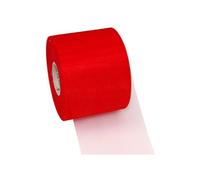 PRÄSENT C.E. Pattberg Verona Rouleau de Tulle Rouge, 50 m de Rouleau Tulle Blanc, Largeur 72 mm, Ruban décoration Mariage champêtre, Couture et Emballage de Cadeaux