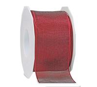 PRÄSENT Four Seasons Ruban en Organza Bordeaux 60 mm-25 m, Polyester, Blanc
