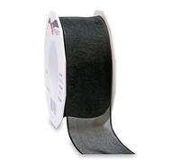 PRÄSENT Four Seasons Ruban en Organza Noir 40 mm-25 m, Argent Sterling