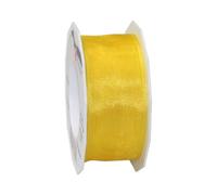 PRÄSENT Four Seasons Ruban Transparent avec Bord métallique Jaune de 25 m de Long et 40 mm de Large - Facile à Plier - pour décoration et Bricolage - pour Occasions spéciales