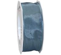 PRÄSENT Lyon Ruban Taffetas avec Fil de Fer Bleu Acier Largeur 40 mm Longueur 25 m