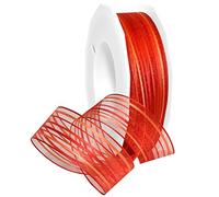 Präsent - Malediven Ruban Organza Rouge 20 m Rouleau de 25 mm de Largeur
