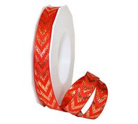 Präsent - Rouleau de Ruban tissé Chevron Rouge doré 20 m de Largeur 15 mm