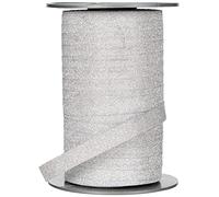 PRÄSENT - Ruban à friser en Poly Paillettes argentées 10 mm de Large, 100 m de Long, Argenté.