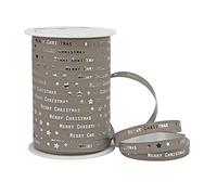 Präsent - Ruban à friser Merry Christmas - grès - 10 mm x 100 m