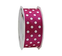 Präsent - Ruban à pois filaires et imprimés magenta-blanc 40 mm de largeur, 20 m de longueur