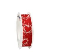 PRÄSENT Ruban cadeau ROM avec bord métallique rouge - 20 m de long - 25 mm de large - Ruban légèrement flexible - Pour décoration et bricolage - Pour occasions spéciales