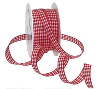 PRÄSENT Ruban cadeau Vichy mat rouge/blanc 10,0 mm x 20,0 m
