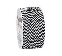Präsent - Ruban de Cordon Noir et Blanc, Longueur 50 m, Largeur 2 mm