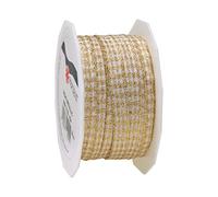 Präsent Ruban décoratif tissé Vichy Doré/Blanc 20 m x 10 mm