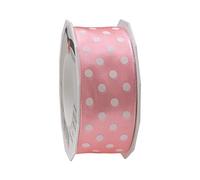 PRÄSENT Ruban en Taffetas à Pois Rose Clair/Blanc, 40 mm-20